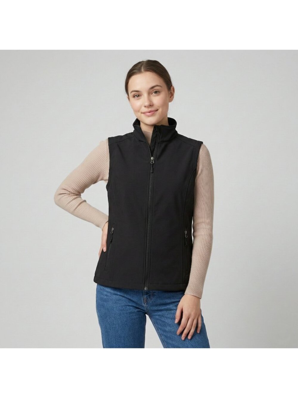 Port Authority Women's Soft Shell Lightweight Black Vest in size Large NWOT